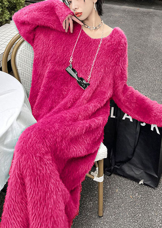 DIY風 グリーン あったか ミンクベルベット カジュアル 秋 セーターワンピース